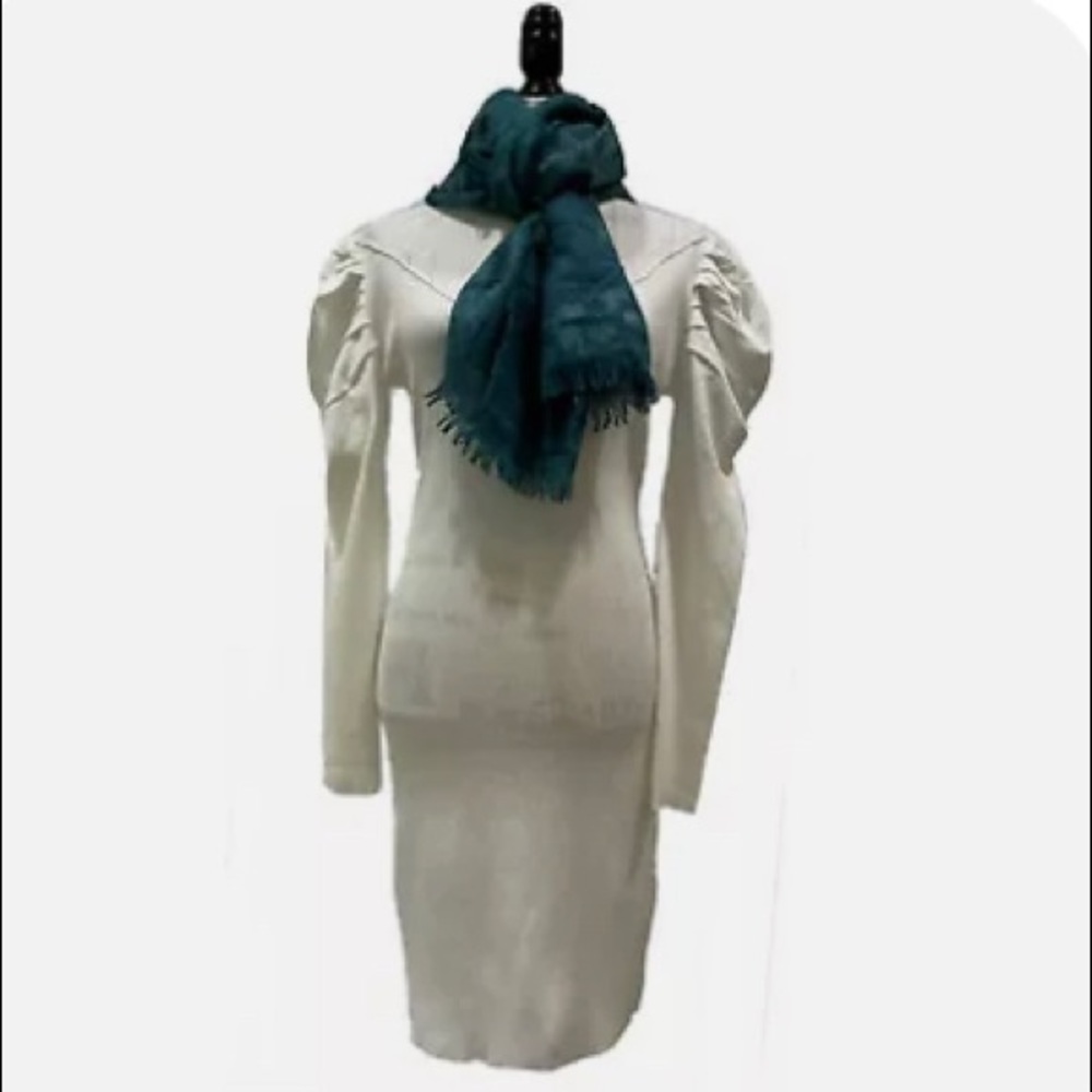 Almost Famous Women's Below Knee Dress Ivory Size XL Long Sleeves